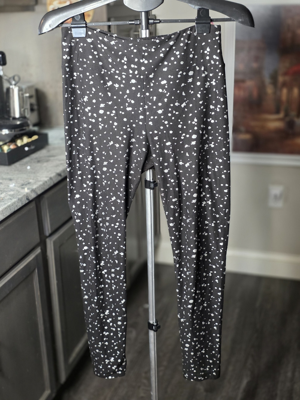 No Boundaries Black Leggings with White Speckle Print